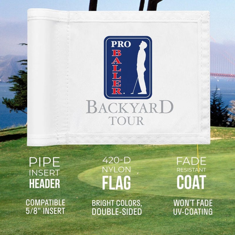 WATSY Golf Flag 8x6 Inch – 420D Nylon Double-Sided Mini Pin Flag with Tube Inset, Practice Putting Green Flags for Yard (BACKYARD TOUR) - Image 5